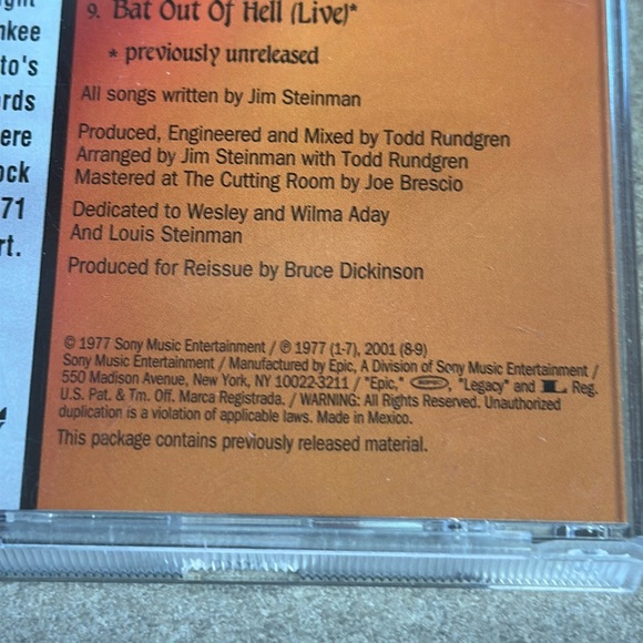 Meat Loaf Bat out of HELL Songs by Jim Steinman - Picture 6 of 8